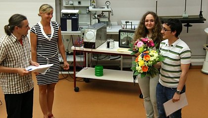 Award Ceremony of the Halle Young Polymer Scientists Scholarship 2013 
upon Z. Evgrafova and A. Mordvinkin by the dean of research Prof. Dr. Kay 
Saalwchter at Gustav-Mie-Auditorium in Halle, June 13, 2013.