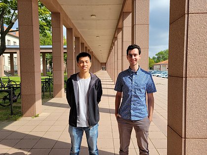 Yu Qiang and Aaron Miller at the campus von-Danckelmann-Platz (September 2021).